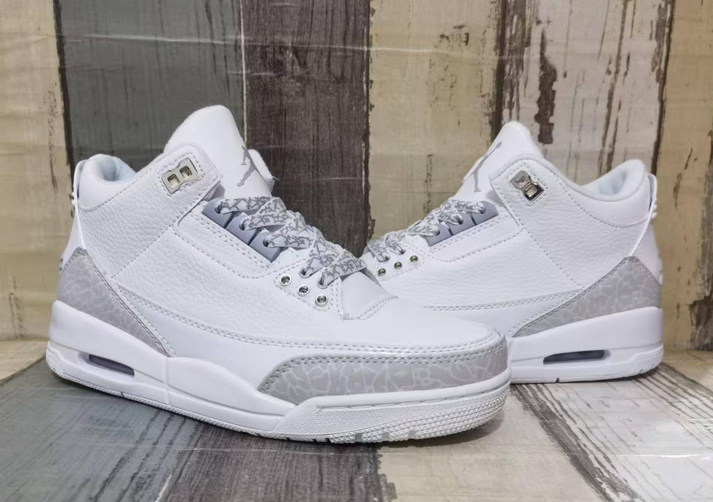 Air Jordan 3 Retro Sneakers - White and Light Grey